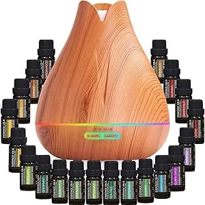 Aromatherapy Essential Oil Diffuser Gift Set - 400ml Ultrasonic Diffuser with 20 Essential Plant ... | Amazon (US)