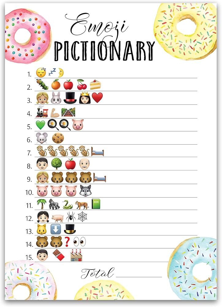 DONUT EMOJI Baby Shower Game — Pack of 25 — EMOJI Pictionary Children's Books Baby Shower Gam... | Amazon (US)