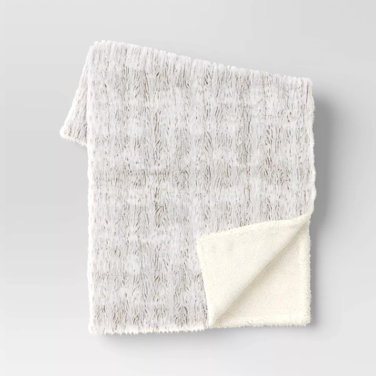 Tipped Snow Leopard Faux Fur Throw Blanket with Faux Shearling Reverse Beige - Threshold™ | Target