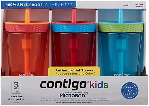  Contigo Spill-Proof Kids Plastic Tumbler, 3-Pack