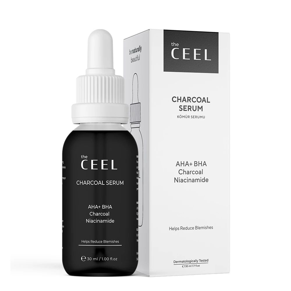 AHA BHA Activated Charcoal Skin Imperfection Reducing Effective Black Serum with Niacinamide  30 ... | THE CEEL