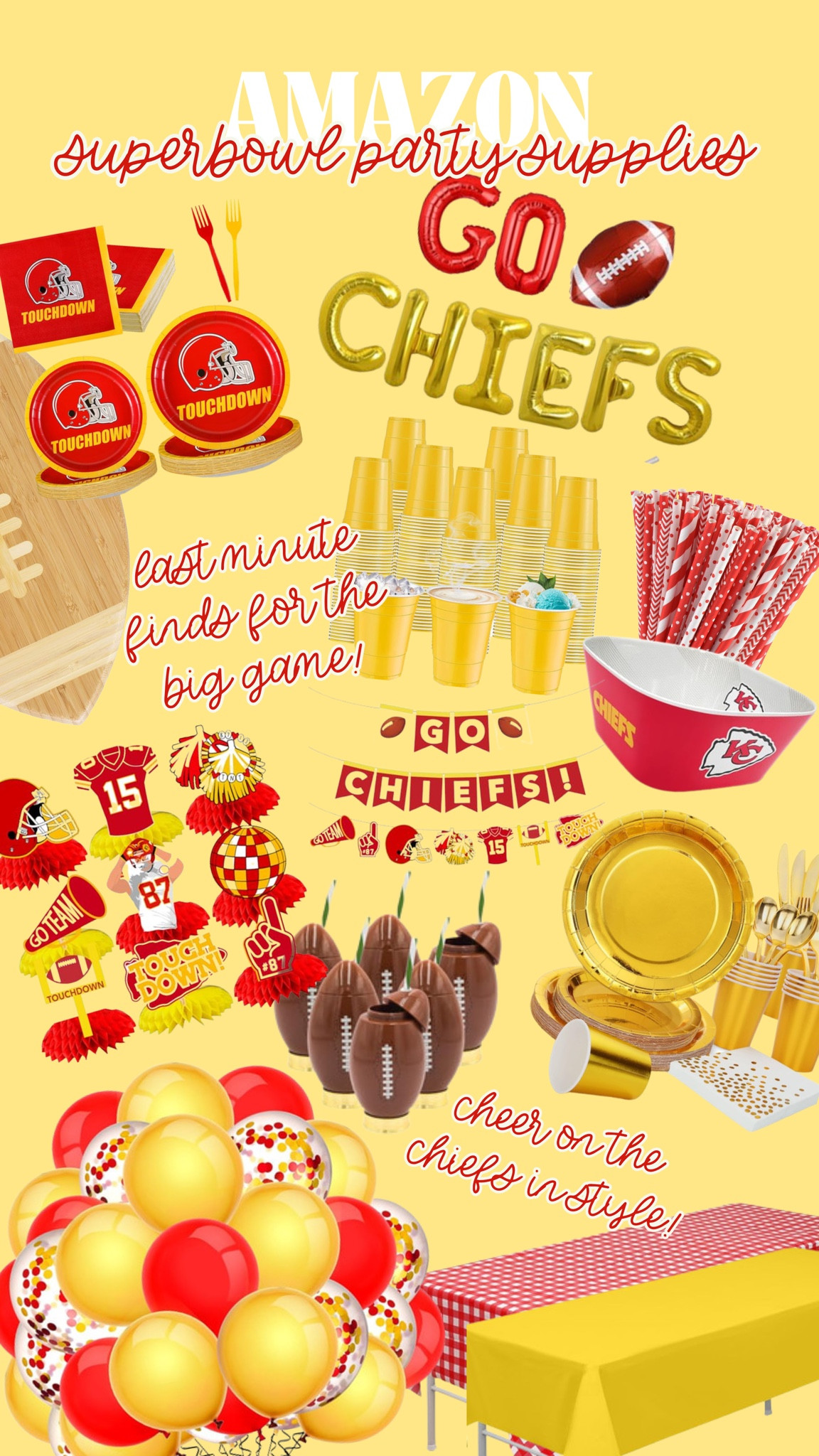 Kansas City Chiefs - Super Bowl Party - Decor - Supplies - Football - Yellow and Red - Gold - Amazon Finds 

#LTKParties #LTKSeasonal #LTKFamily