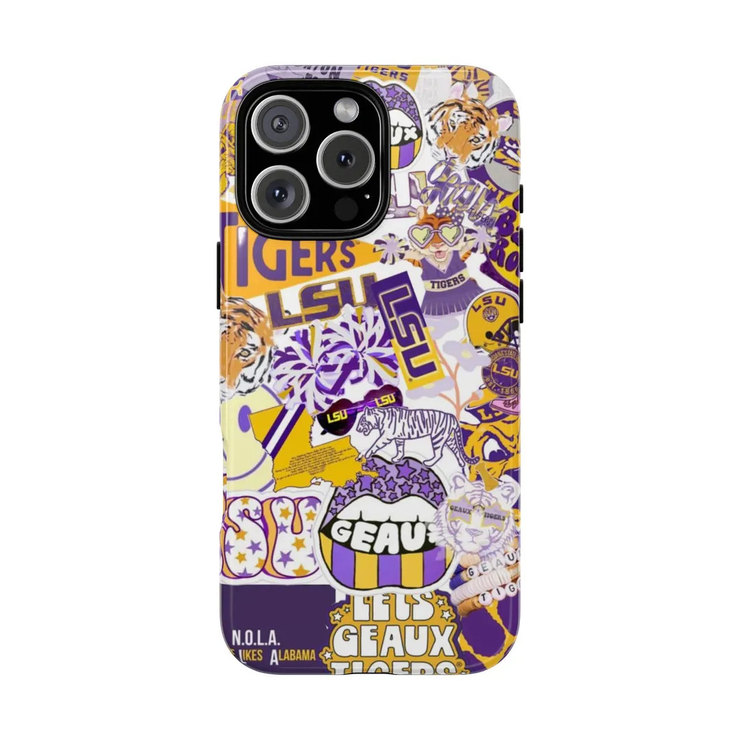 Phone Case, Cute LSU College Football iPhone Cover, Protective Case, Gift for Football Fans, Geek... | Etsy (US)