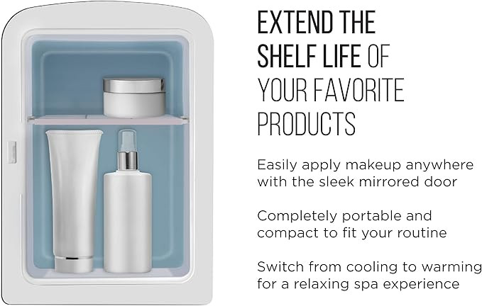 Amazon.com: Chefman Portable Mirrored Personal Fridge 4 Liter Mini Refrigerator, Skin Care, Makeu... | Amazon (US)