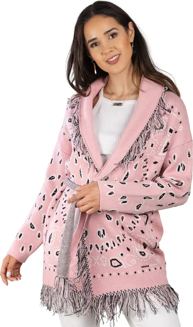 SAACHI Bandana Print Fringe Cardigan | Nordstromrack | Nordstrom Rack