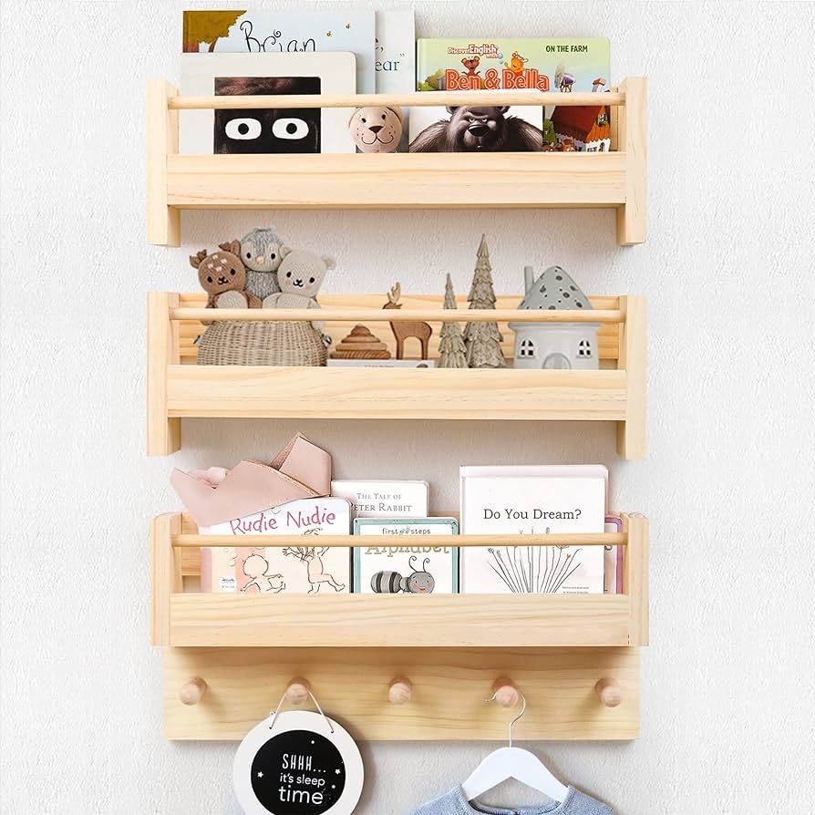 COMAX Small Book Shelf Organizer for Kids, Floating Bookshelf for Toddler Baby Room Bedroom, Set ... | Amazon (US)