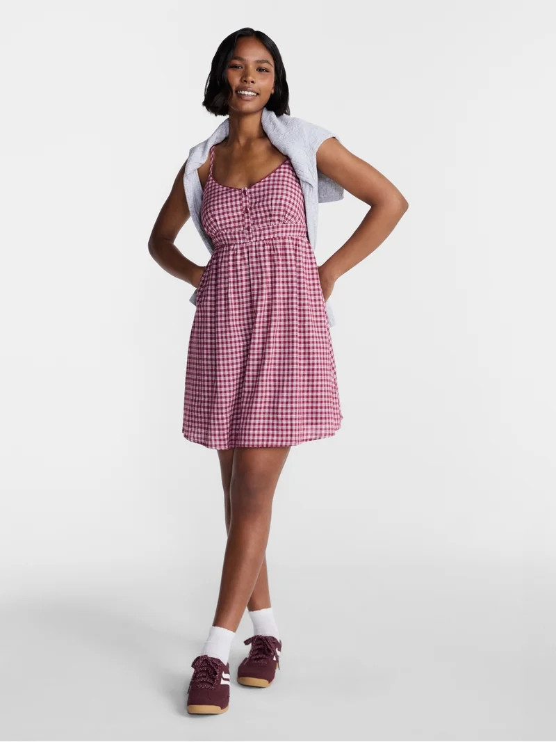 No Boundaries Button Front Mini Dress, Women's XXS-XXL | Walmart (US)