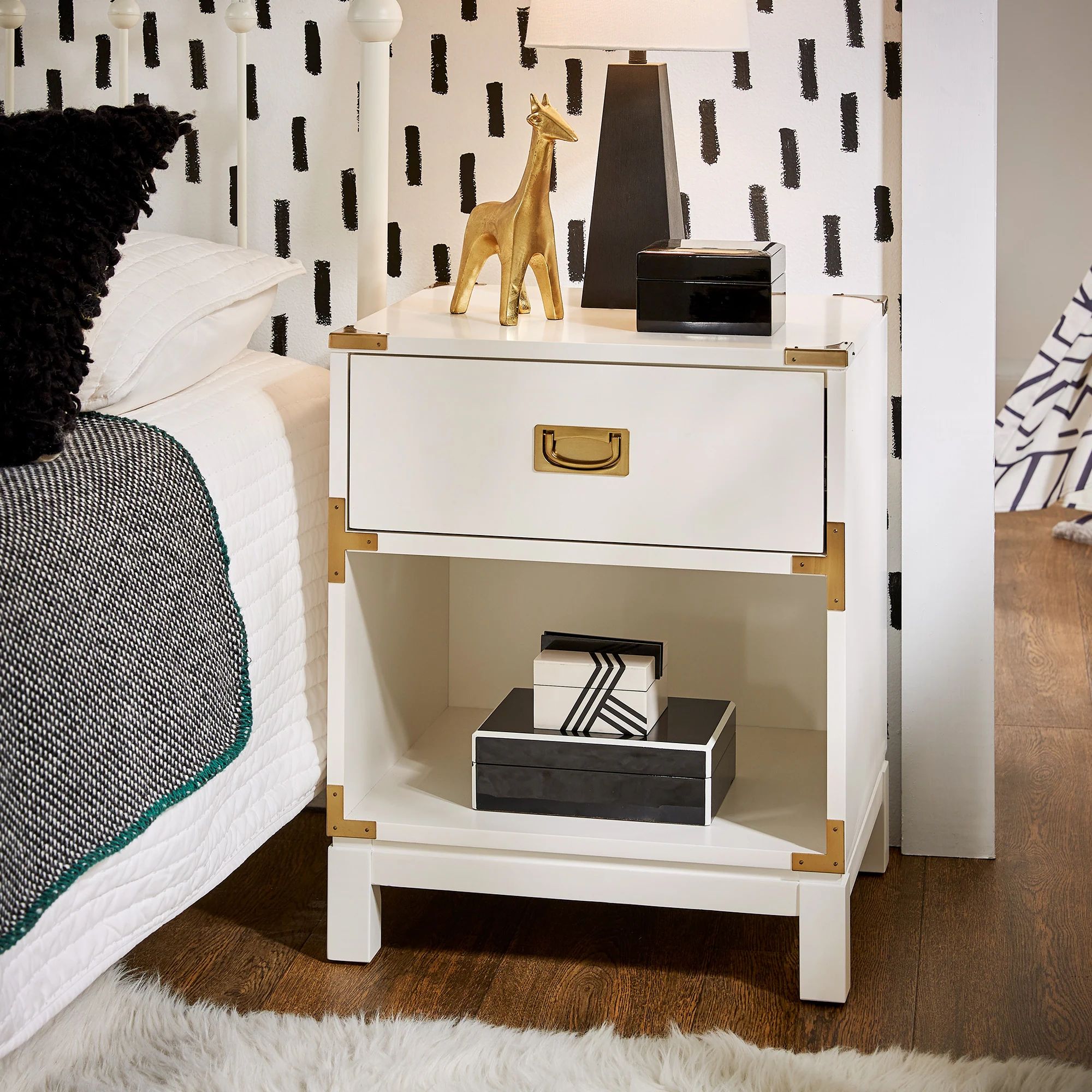 Kedric 1-Drawer Gold Accent Nightstand by iNSPIRE Q Junior | Bed Bath & Beyond
