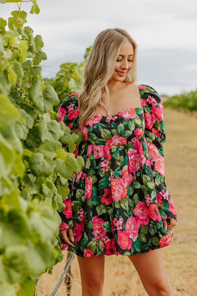 BuddyLove | Stassie Puff Sleeve Babydoll Dress | Rosa | BuddyLove