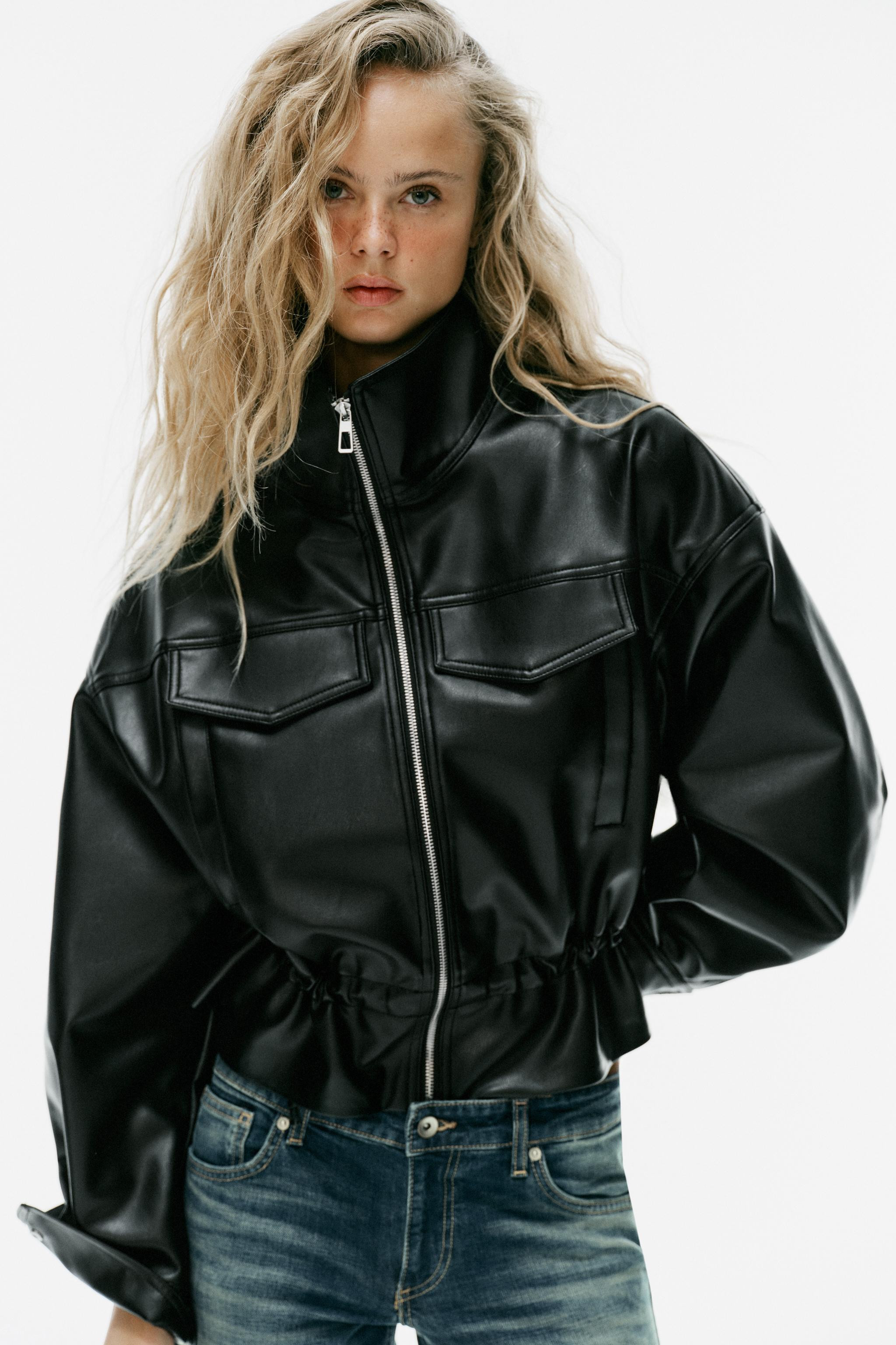 ADJUSTABLE WAIST LEATHER EFFECT JACKET | Zara UK