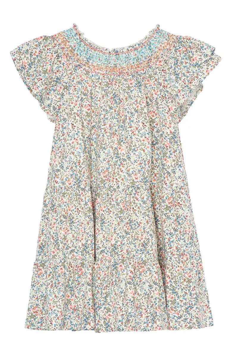 Kids' Ditsy Floral Print Smocked Tiered Dress | Nordstrom