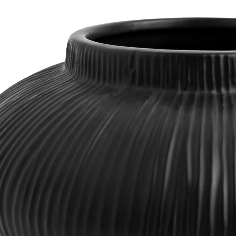 Better Homes & Gardens Soft Curve Black Ribbed Ceramic Decorative Vase, 4" | Walmart (US)