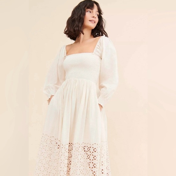 Free People Perfect Storm Midi Dress Smocked Eyelet Dress | Poshmark