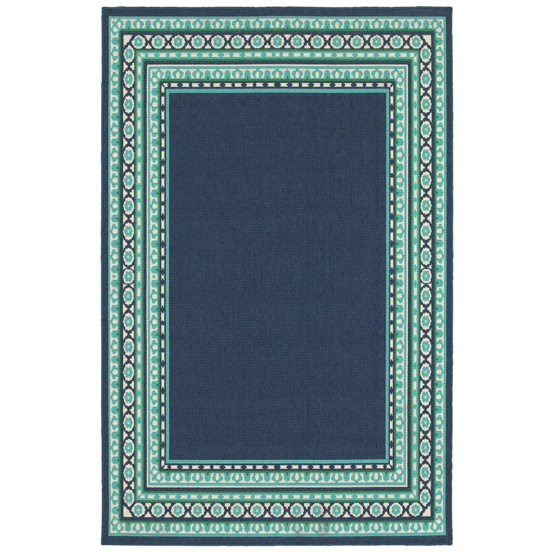 Peninsula Navy; Blue-Green Indoor / Outdoor Area Rug | Wayfair North America