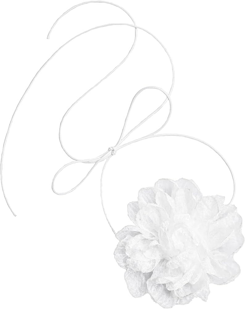 Black Choker Camellia Flower Lace-up Necklace For Women Girls | Amazon (US)