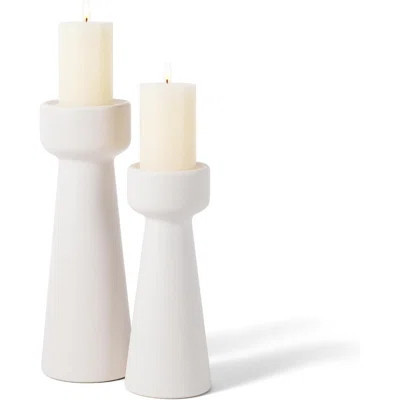 Candle Holders Ceramic White Taper S&L Set Of 2 Matte Stylish Decorative Candlestick Holders | Wayfair North America