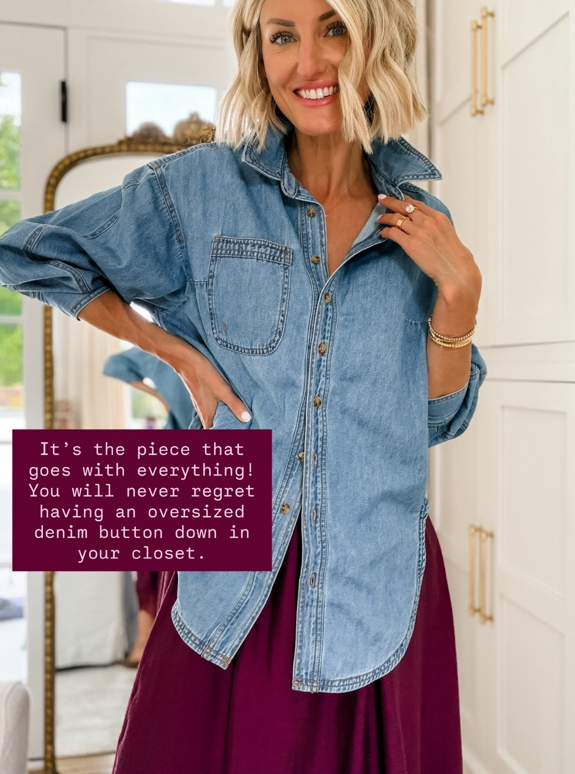 The ultimate closet staple you can style on every season 👏🏼 wearing S in the top & XS in the skirt.

Loverly Grey, Anthropologie, denim shirt, denim top

#LTKootd #LTKSeasonal