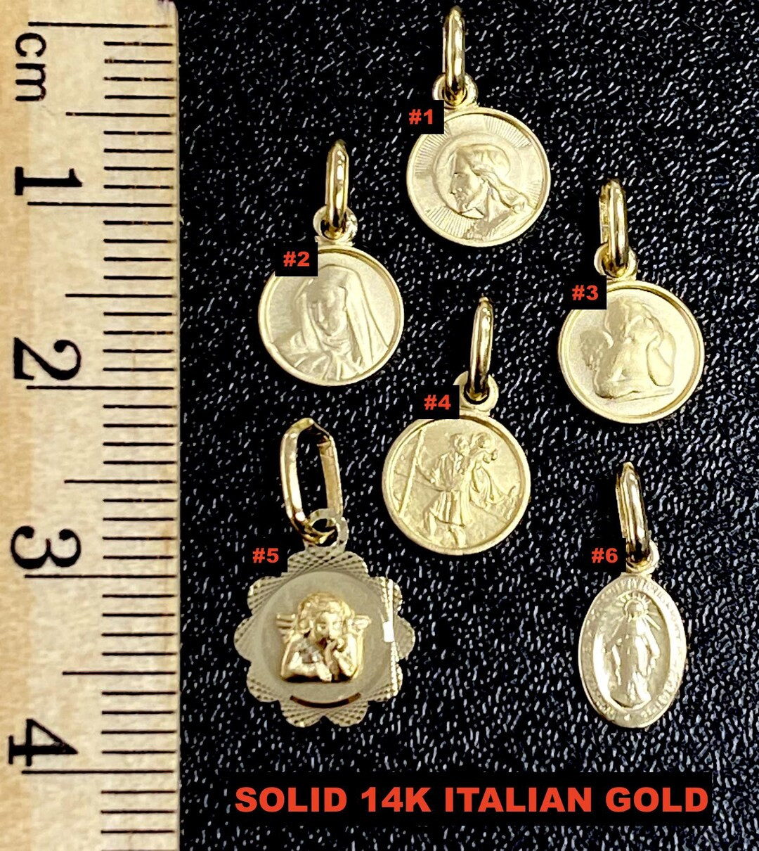 Solid 14K Gold Saint Angel Jesus Tiny Medallions, ITALIAN, High Quality 14K St. Christopher, Tiny... | Etsy (US)