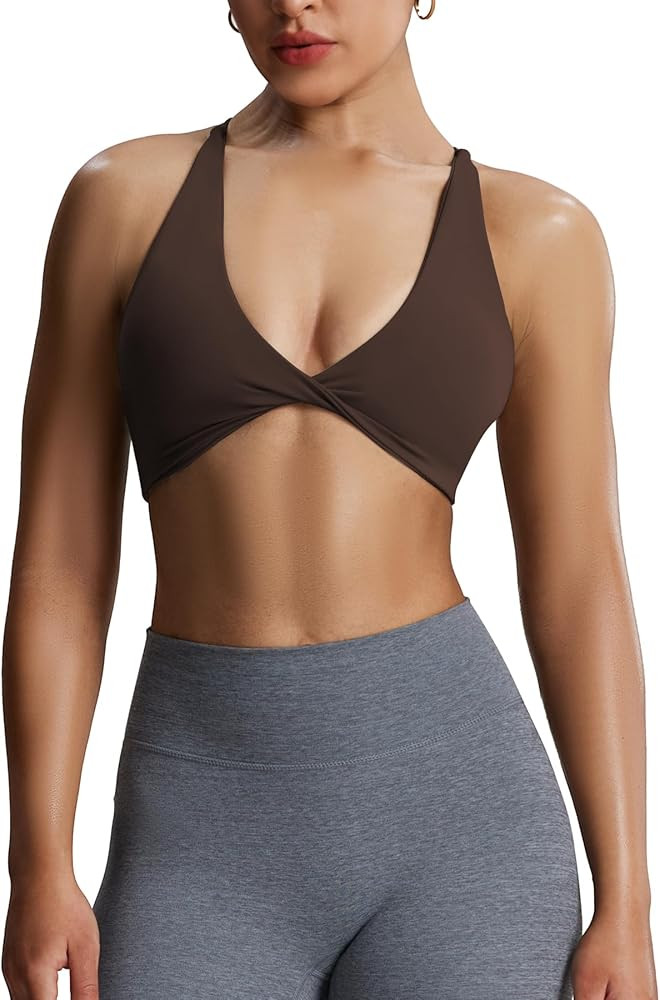 Aoxjox Women's Workout Sports Bras Fitness Sienna Low Impact Bra Yoga Crop Tank | Amazon (US)