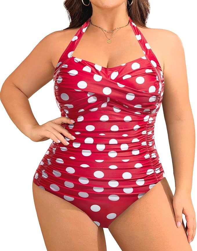 Yonique Plus Size Bathing Suit for Women One Piece Swimsuit Tummy Control Halter Tops for Women S... | Amazon (US)