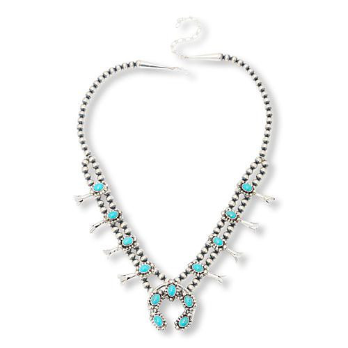 Chaco Canyon Sleeping Beauty Turquoise Petite Squash Blossom Necklace | HSN