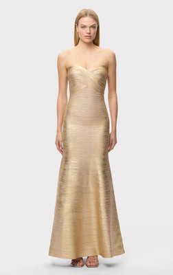 THE METALLIC SARA GOWN | Herve Leger