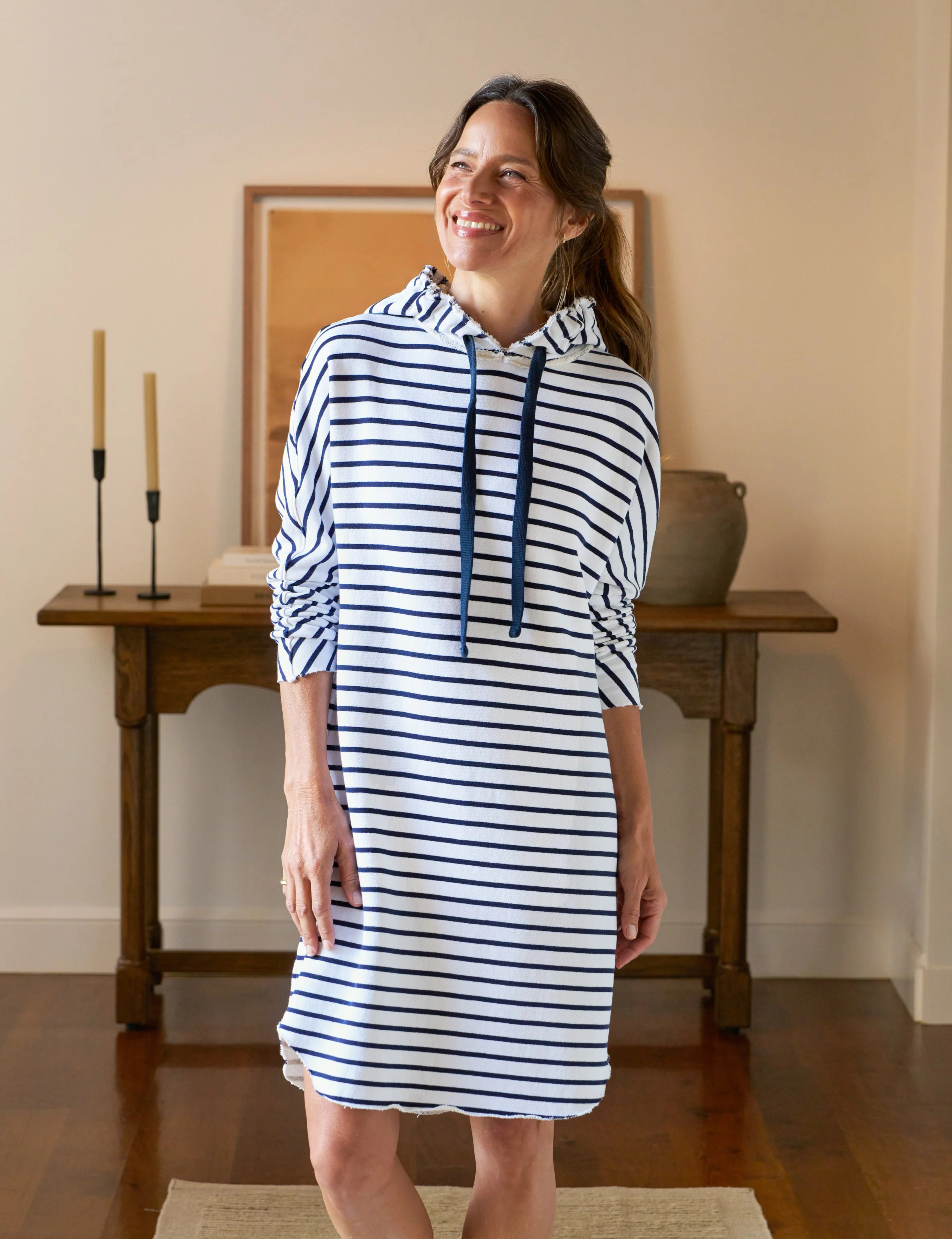 MINI JAMES Wide Navy French Stripe, Triple Fleece | Frank & Eileen