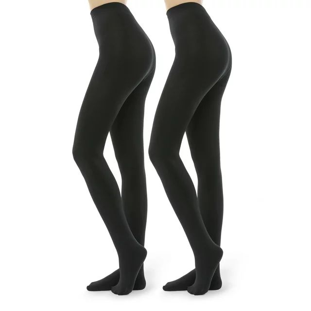 G&Y 2 Pairs Fleece Lined Tights for Women - 100D Opaque Warm Winter Pantyhose | Walmart (US)