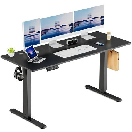 edx Electric Standing Desk, Height Adjustable Desk, 63 x 24 Inches Ergonomic Stand up Desk with Memory Preset for Home Office, Black | Walmart (US)