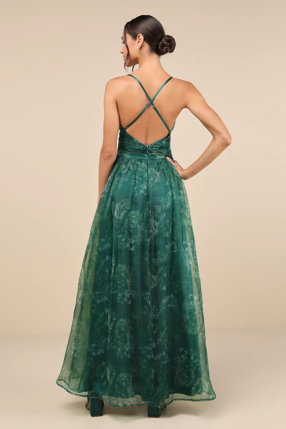 Romance That Wows Green Floral Print Organza Maxi Dress | Lulus
