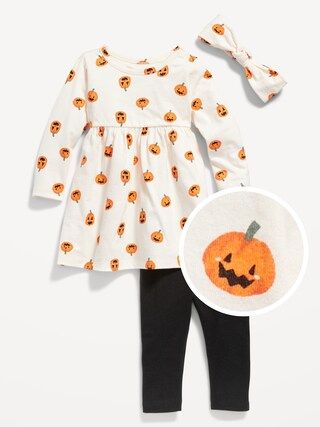 Long-Sleeve Jersey Dress, Leggings and Headband Set for Baby | Old Navy (US)
