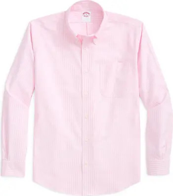 Brooks Brothers Regular Fit Stripe Oxford Cotton Button-Up Shirt | Nordstrom | Nordstrom