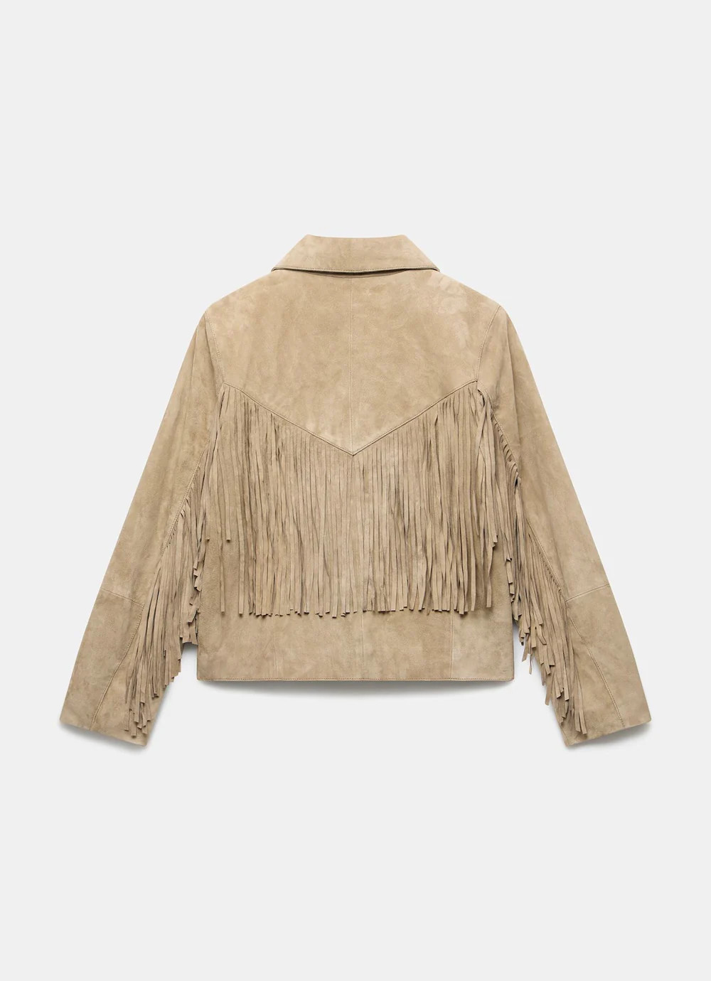Neutral Suede Fringed Jacket | Mint Velvet