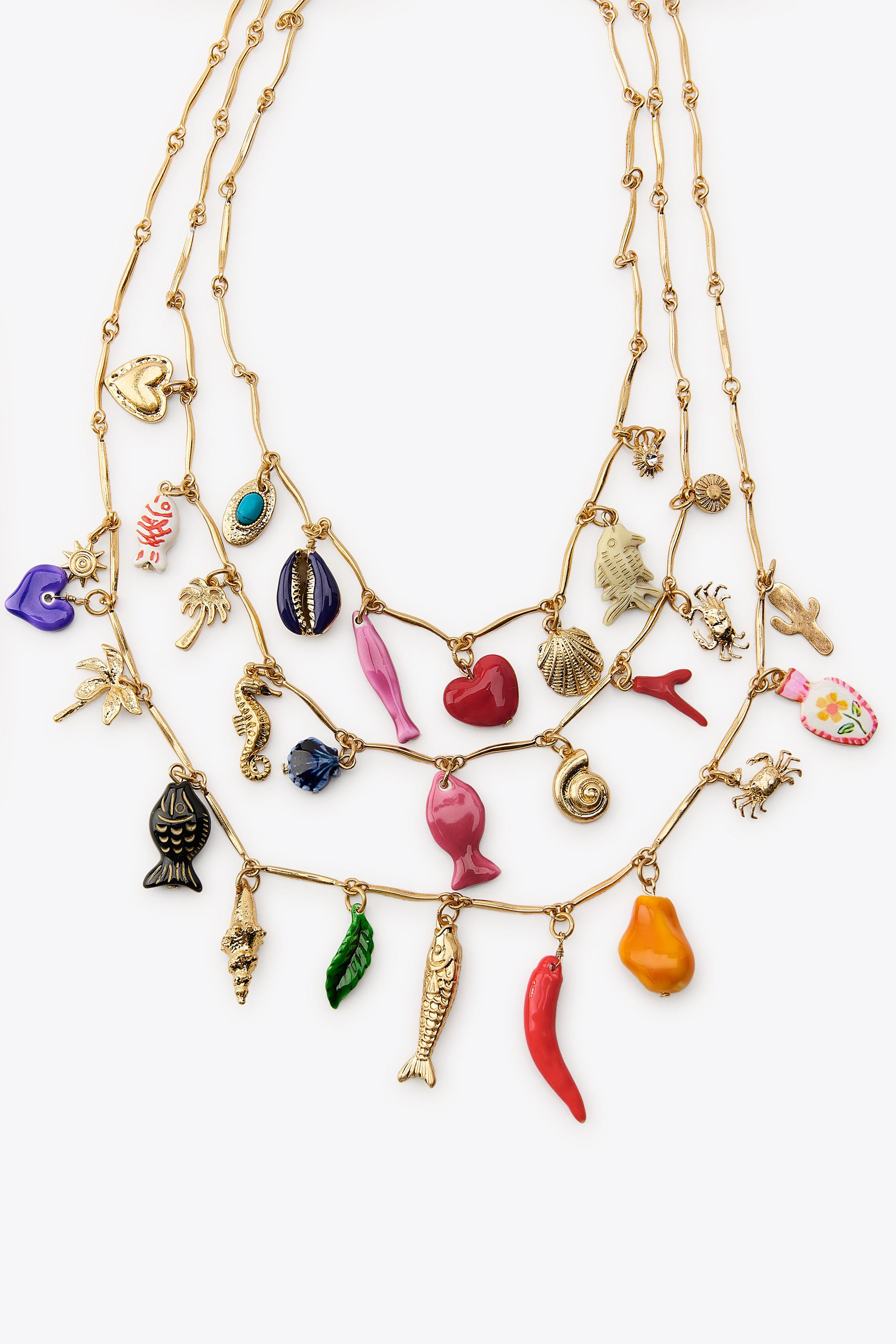 3 PACK OF METAL CHARM NECKLACES | Zara US