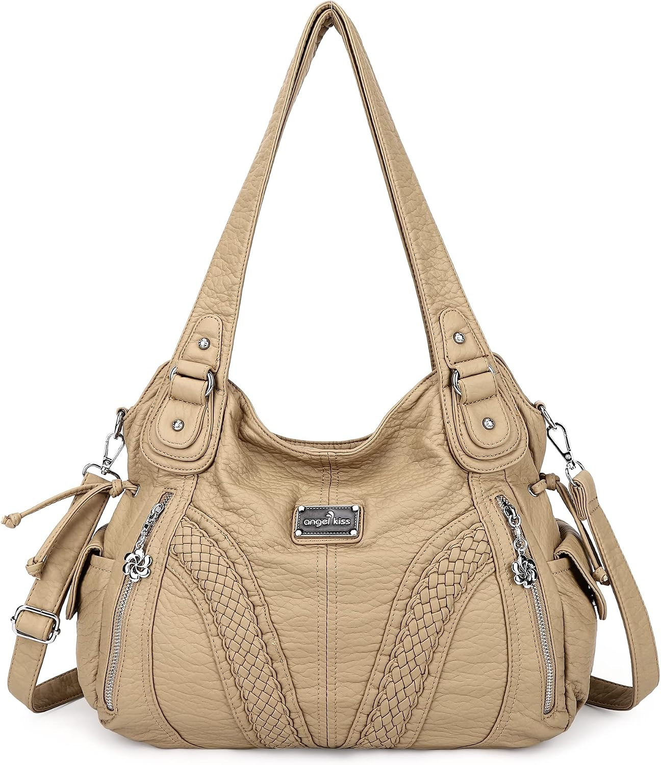 Purses and Handbags Women Fashion Tote Bag Shoulder Bags Top Handle Satchel Purses Washed Synthetic Leather Handbag | Amazon (US)