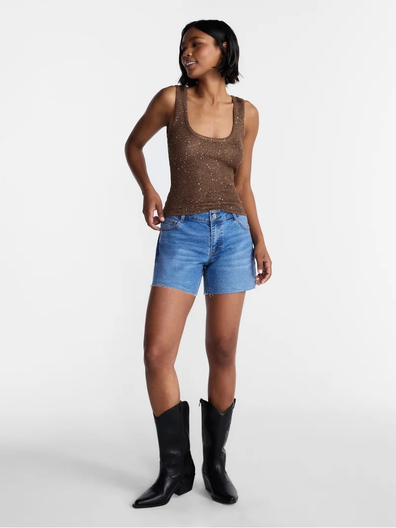 No Boundaries Sequin Sweater Tank Top, Women's and Women's Plus XXS-4X | Walmart (US)