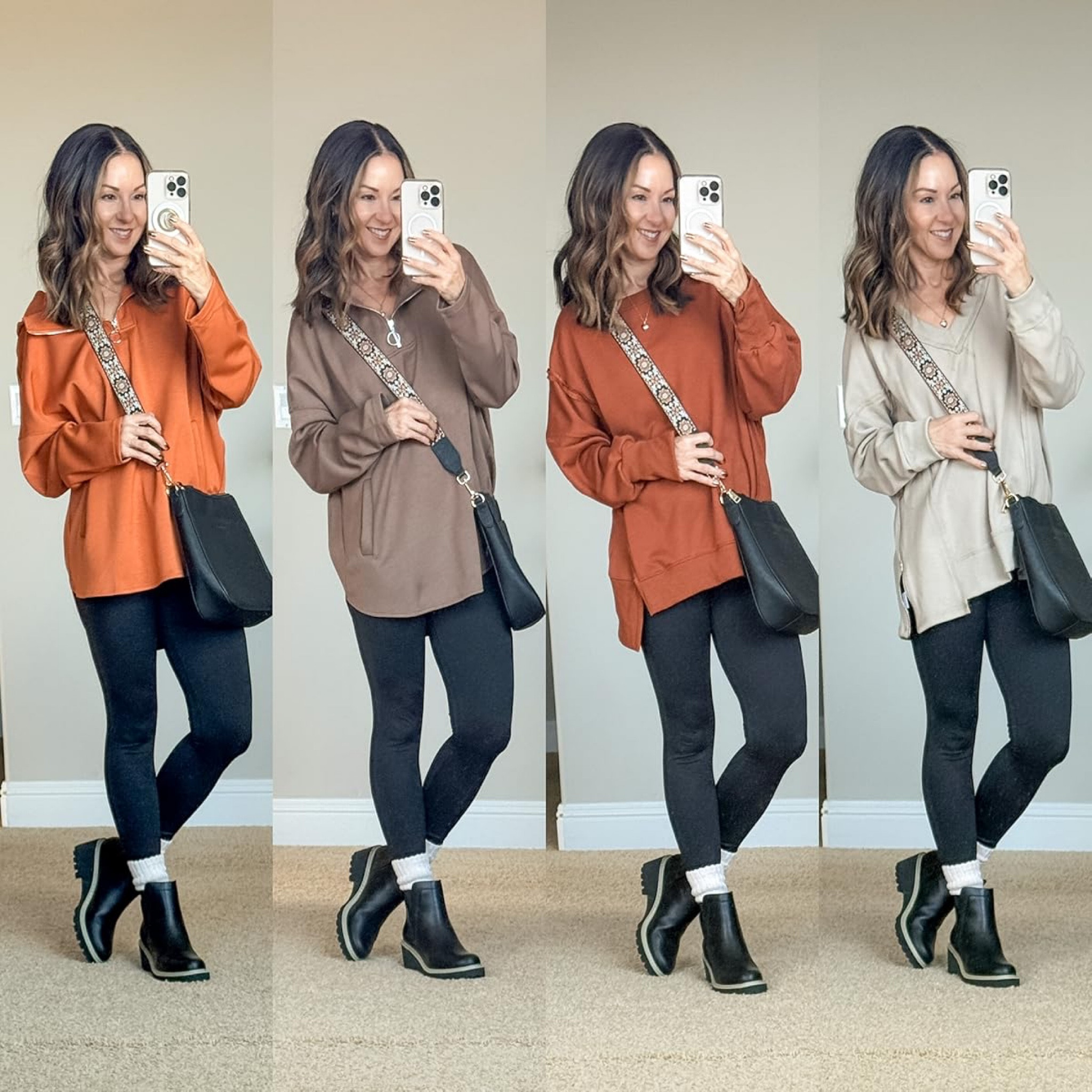 Easy Outfits with Leggings 

For reference: I am 5'1" and 109 lbs

Pullovers all in the smallest size in caramel, brown, and khaki. Leggings XS short, go up 1/2 size in boots

Casual outfit  easy outfit ideas  outfits with leggings  sweater  tunic sweater  chelsea boots  boot socks  fall layers  winter outfit  EverydayHolly

#LTKstyletip #LTKSeasonal #LTKover40