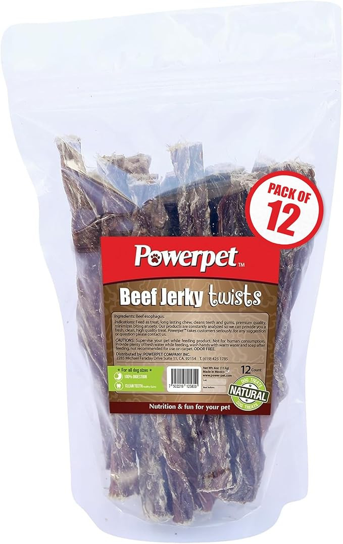 Powerpet Treats Beef Jerky Twists - 100% Natural Dog Chews - High Protein, Low Fat - Made from Pr... | Amazon (US)