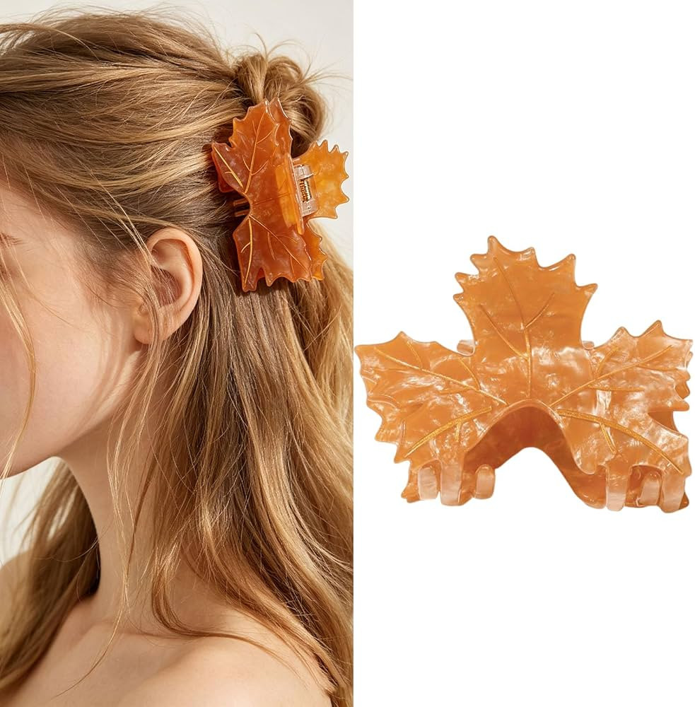 Totelux Maple Leaf Hair Claw Clips Fall Hair Clips for Women Orange | Amazon (US)