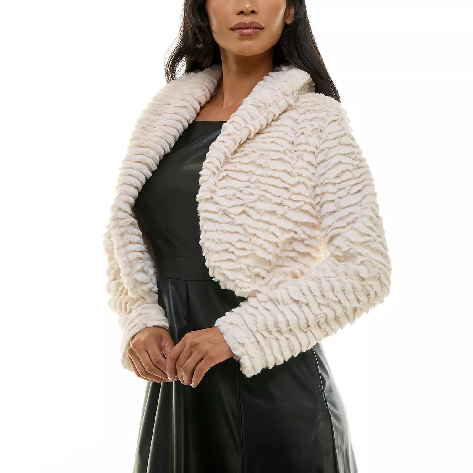 Women's Nina Leonard Curved Faux Fur Bolero | Kohl's