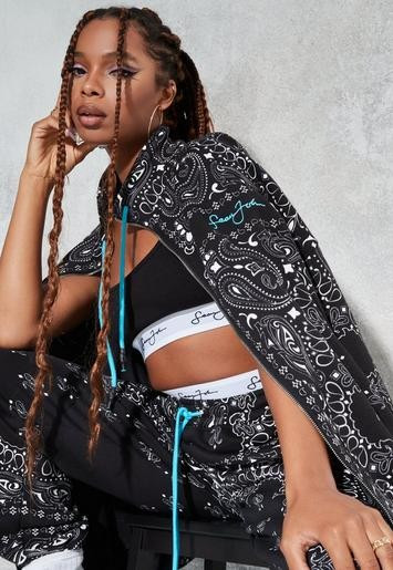 Missguided - Sean John x Missguided Black Bandana Print Zip Sweatshirt | Missguided (UK & IE)