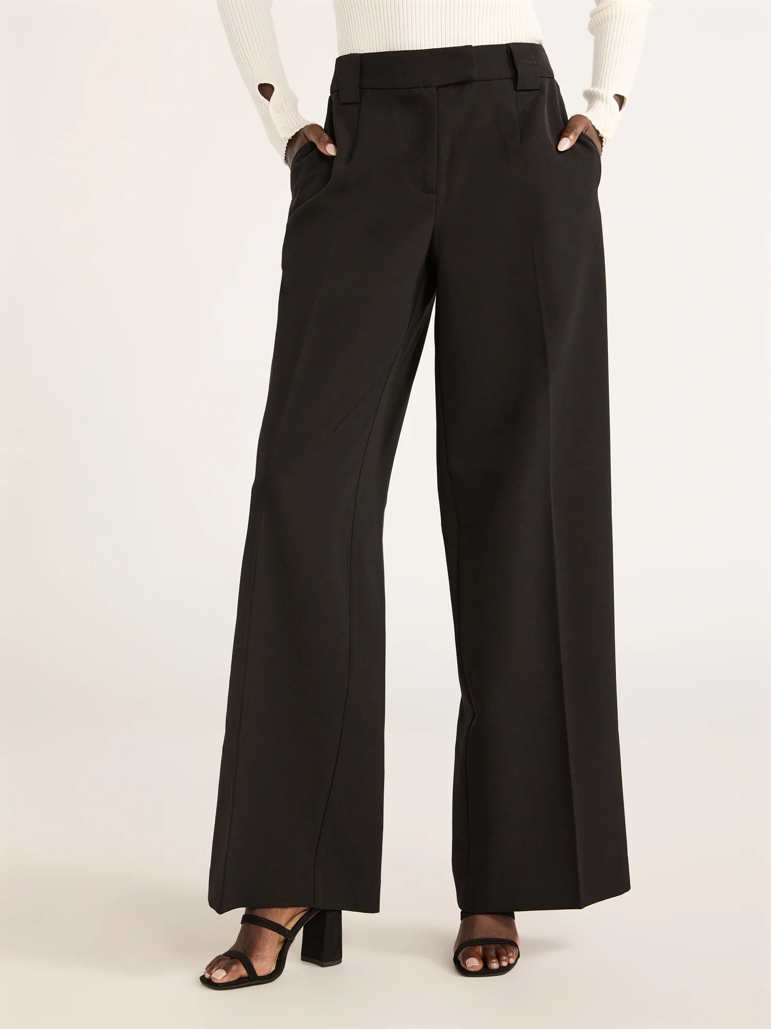 Scoop Women’s Ultimate Crepe Wide Leg Trousers, 32.5" Inseam, Sizes 0-20 | Walmart (US)