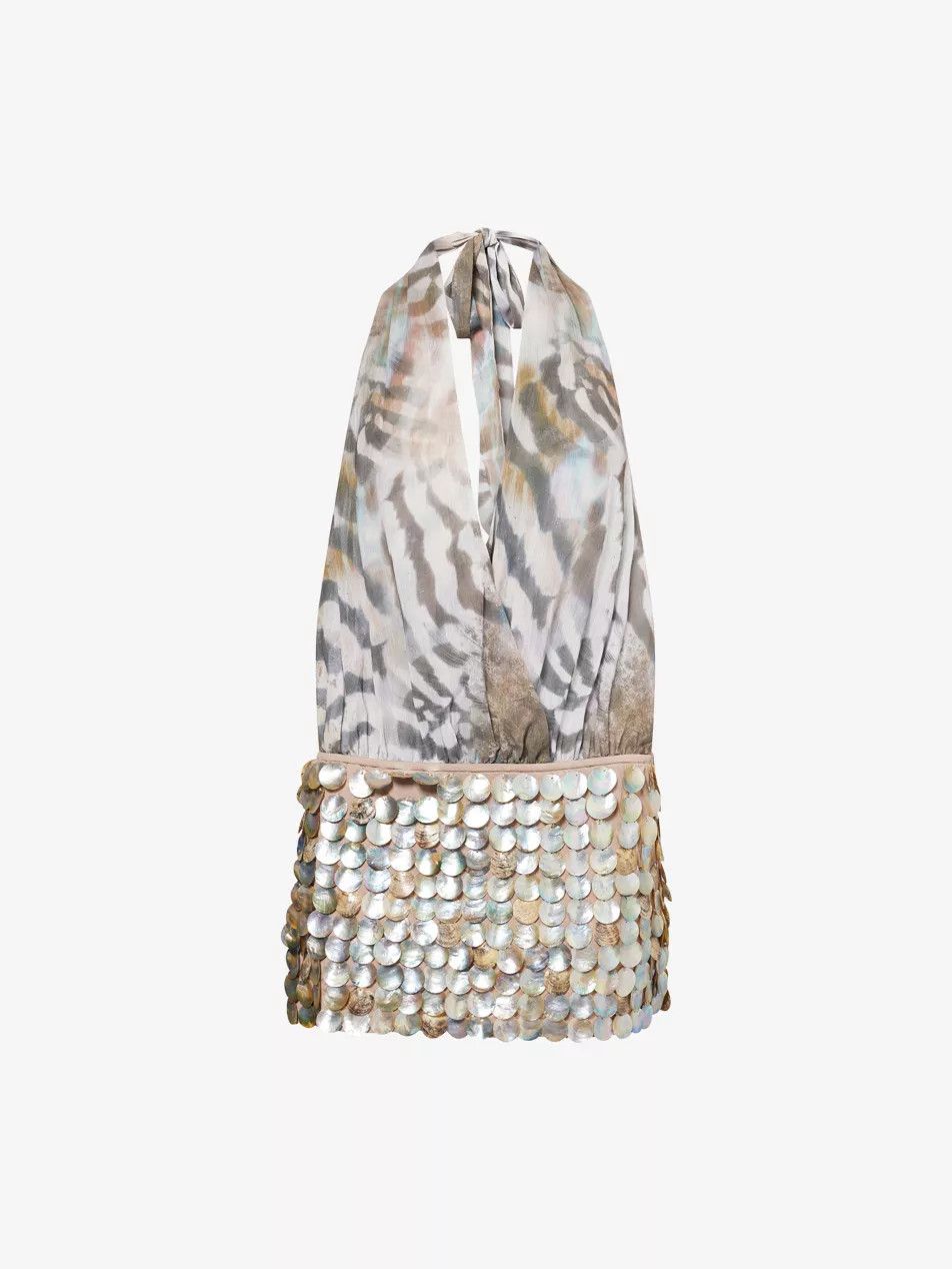 Draped Shell Woven Mini Dress | Selfridges