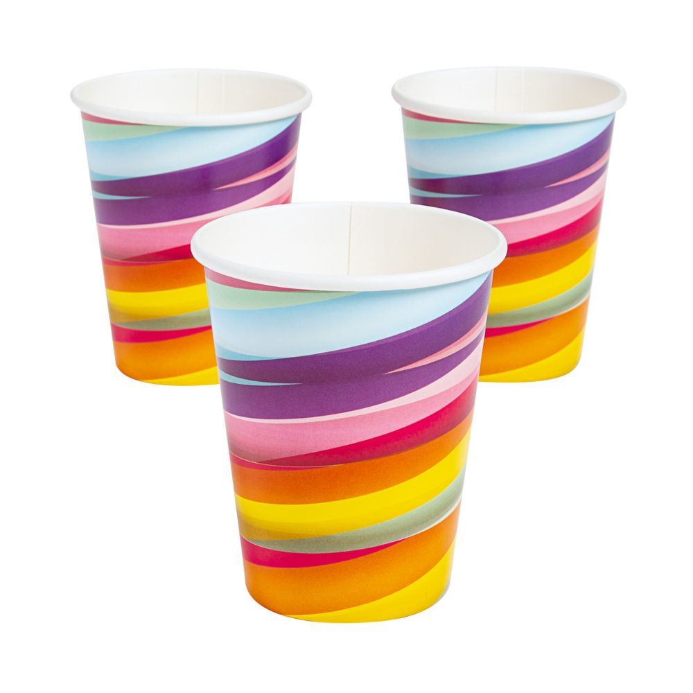 Candy World Rainbow Stripes Paper Cups - 8 Pc. | Oriental Trading Company