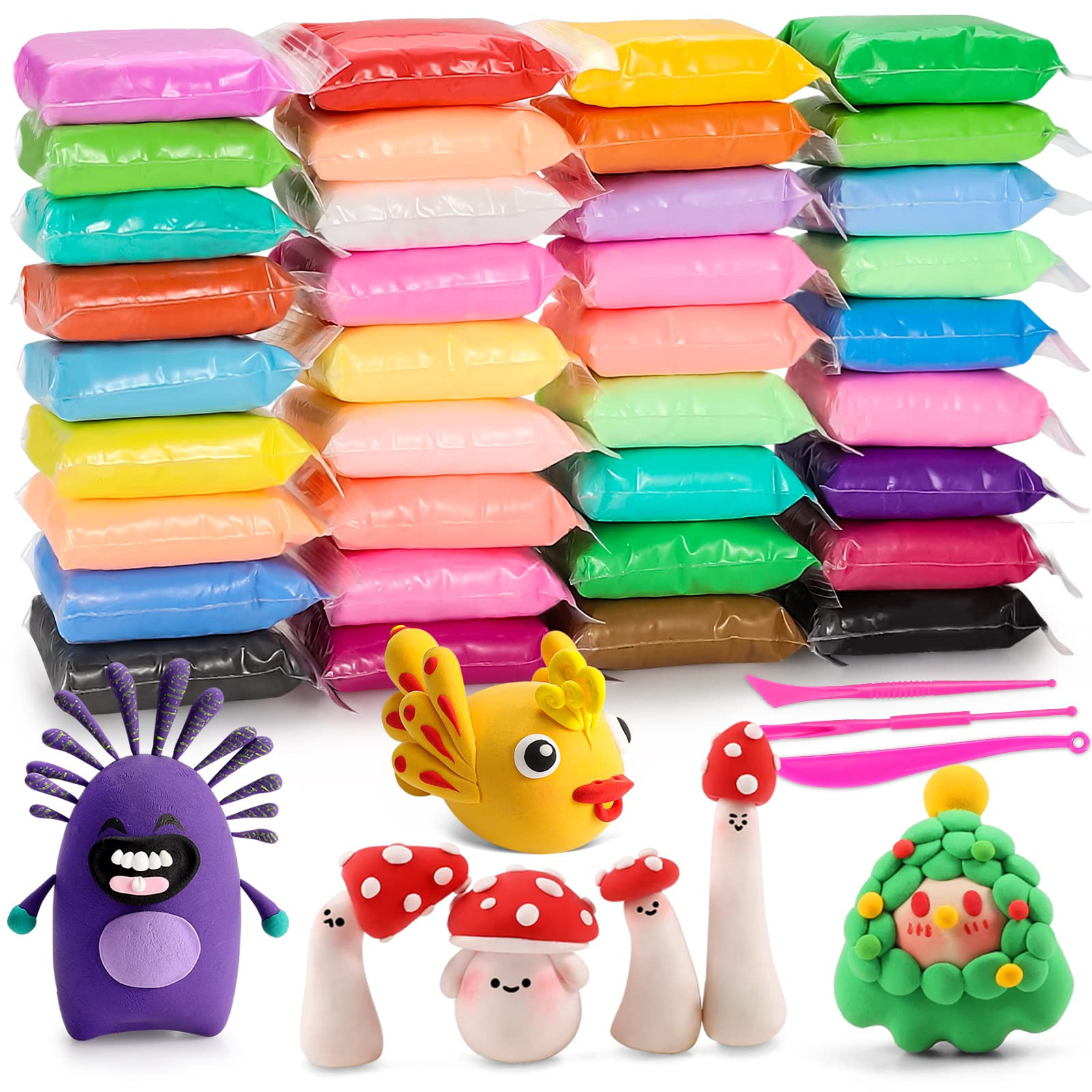 EDIFON Air Dry Clay Kit, 36 Colors Modeling Clay with Tools, Ultra Light, Safe and Non-Toxic, Ide... | Amazon (US)