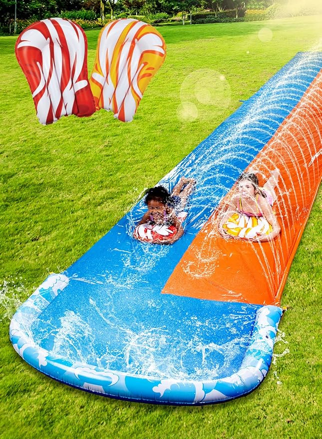 JOYIN 32.5ft Extra Long Slip Slide and 2 Inflatable Boards, Heavy Duty Lawn Water Slides Double W... | Amazon (US)