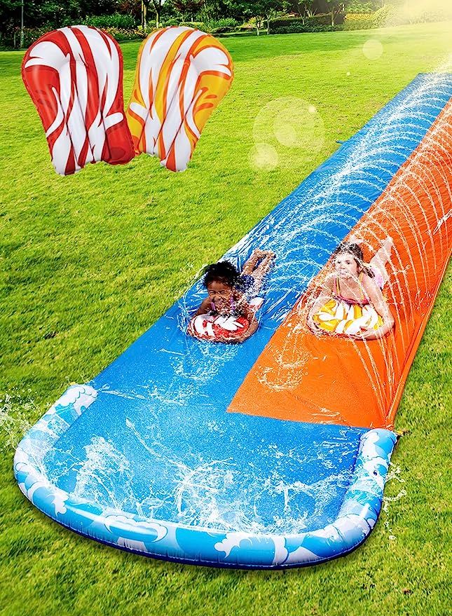 JOYIN 32.5ft Extra Long Slip Slide and 2 Inflatable Boards, Heavy Duty Lawn Water Slides Double W... | Amazon (US)
