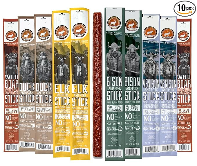 Pearson Ranch Meat Sticks Variety Pack - Elk, Bison, Venison, Wild Boar, Duck - Exotic Meat Stick... | Amazon (US)