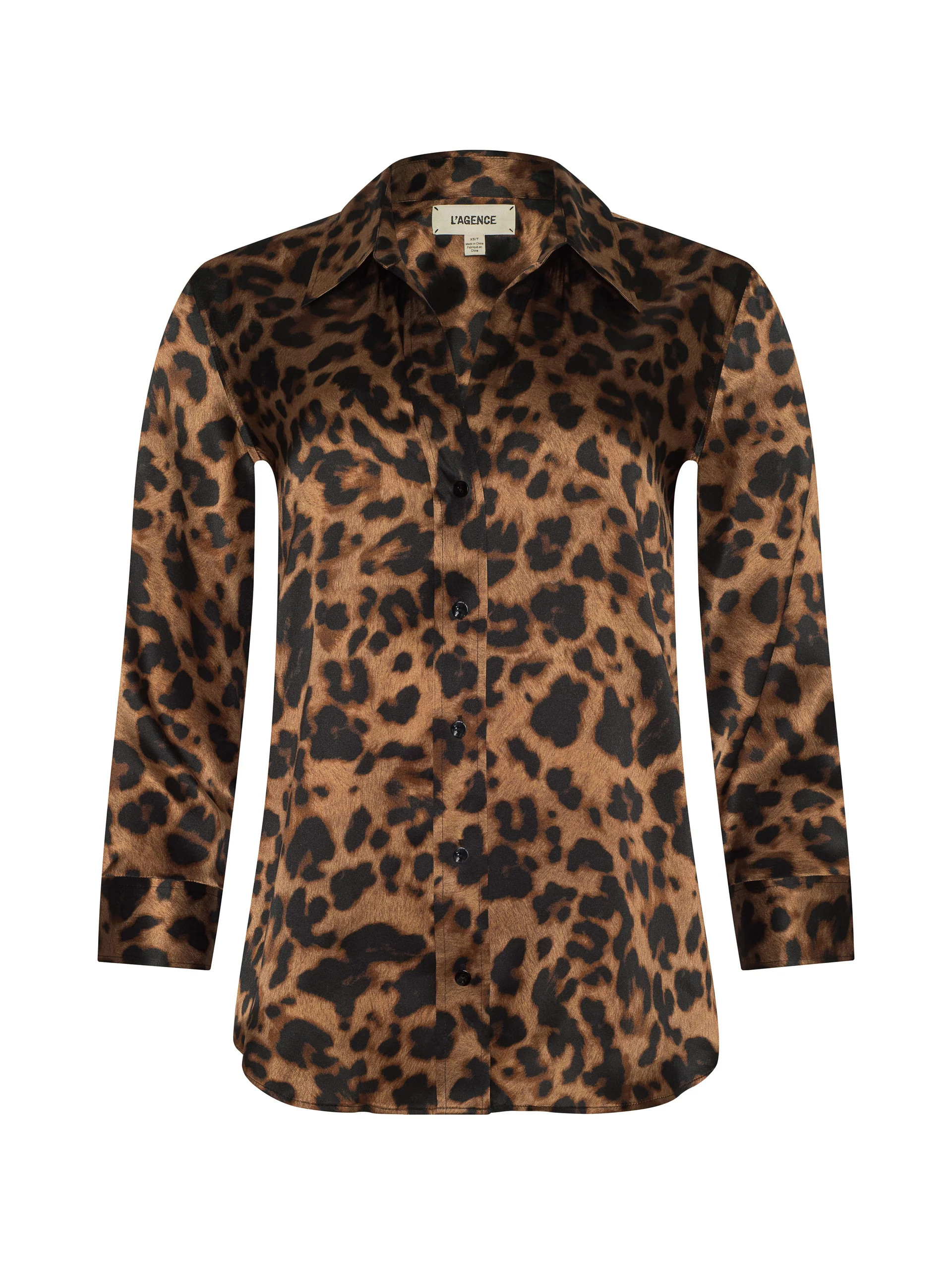 Dani Silk Blouse in Brown Multi Amur Leopard | L'AGENCE | L'Agence