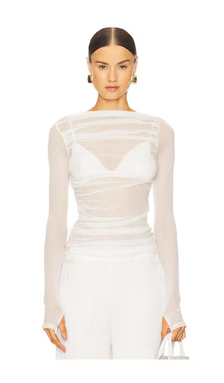 Draped Boatneck in Chalk | Revolve Clothing (Global)